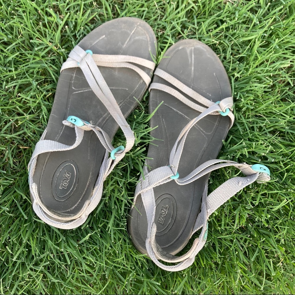 Grey and Blue Tevas sandals